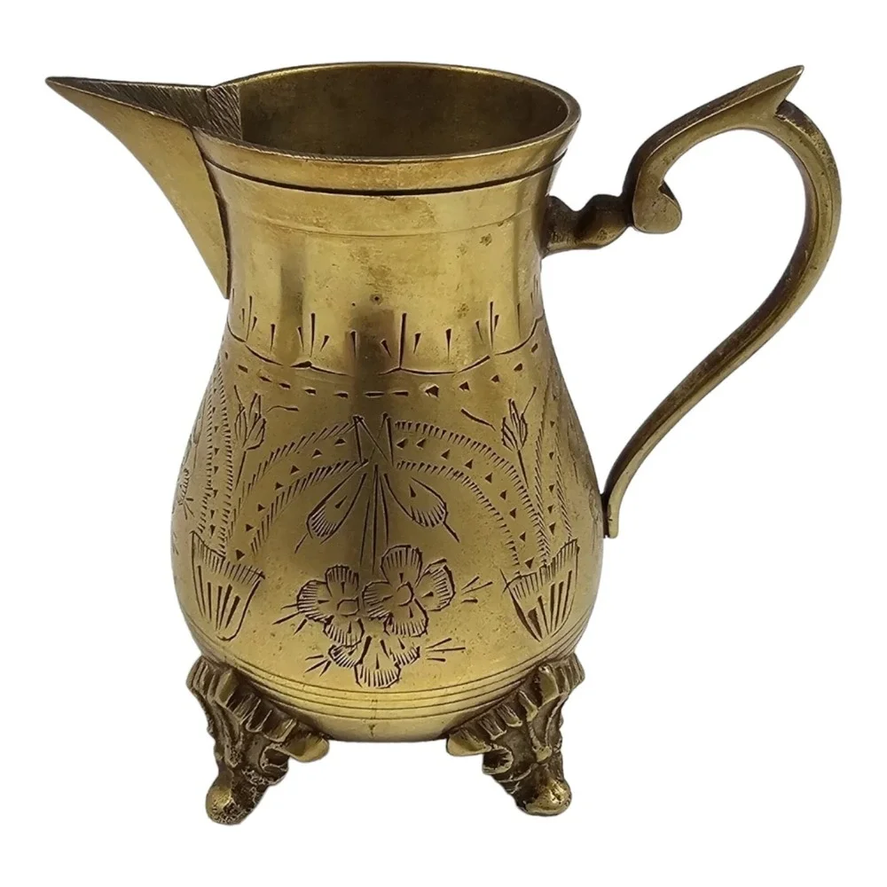 Vintage Tea Pot Set w/ Creamer Sugar Bowl Etched EPNS Gold Tone Glam Victorian